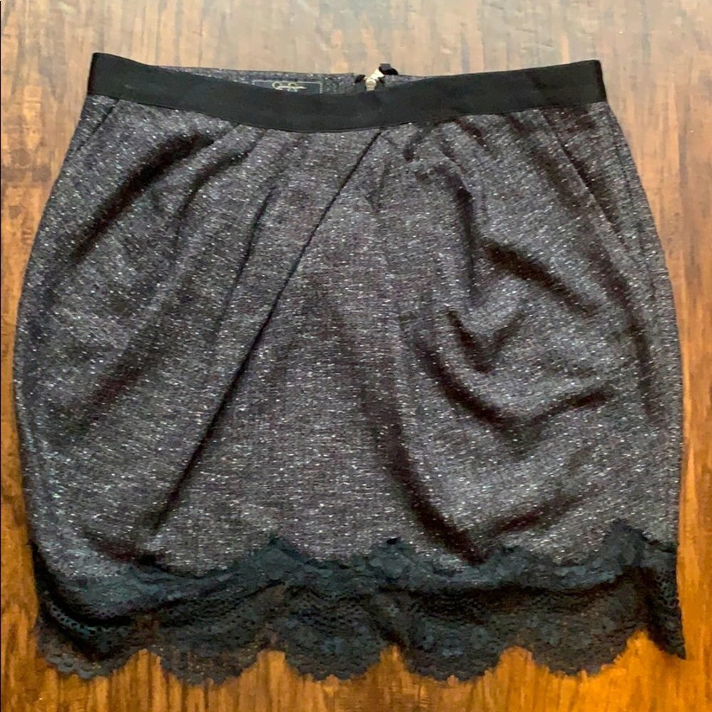 Jessica Simpson Gray Lace Trim Skirt